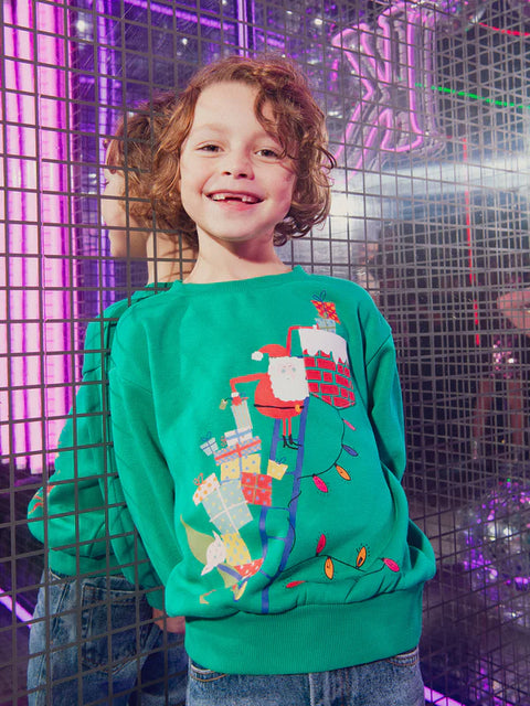 Green Cotton Fleece Christmas Sweatshirt