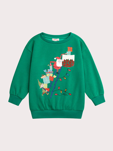 Green Cotton Fleece Christmas Sweatshirt