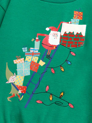 Green Cotton Fleece Christmas Sweatshirt