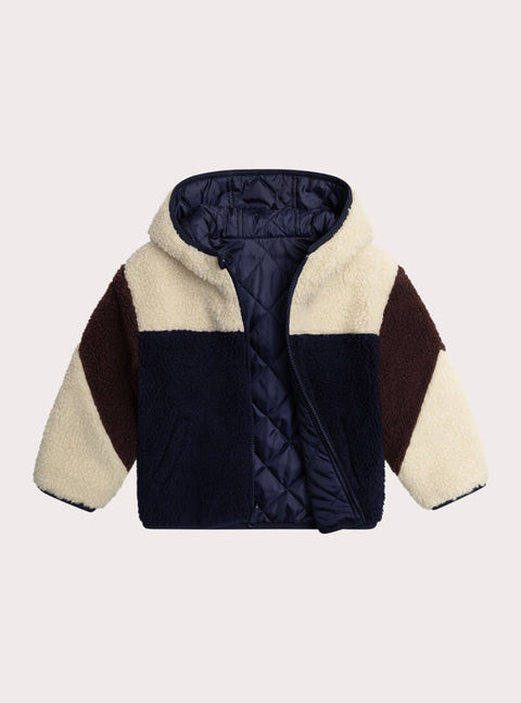 Reversible Colour Block Hooded Coat