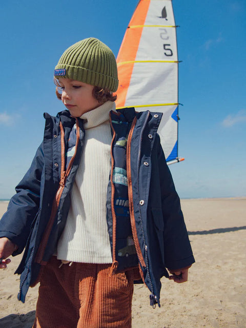Sherpa Lined Navy 3 In 1 Coat