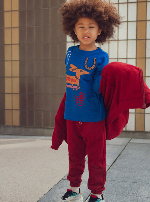 Red Cotton Fleece Joggers