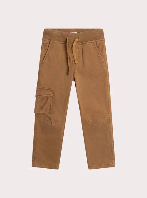 Brown Cotton Twill Cargo Pants