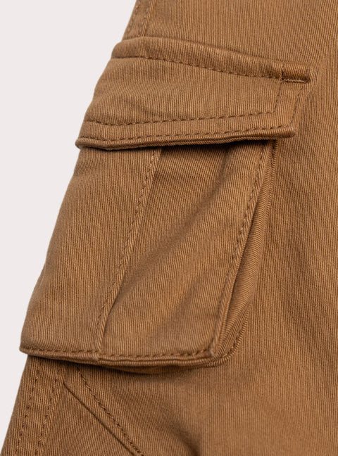 Brown Cotton Twill Cargo Pants