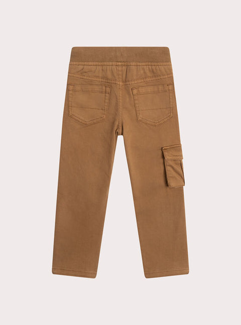 Brown Cotton Twill Cargo Pants