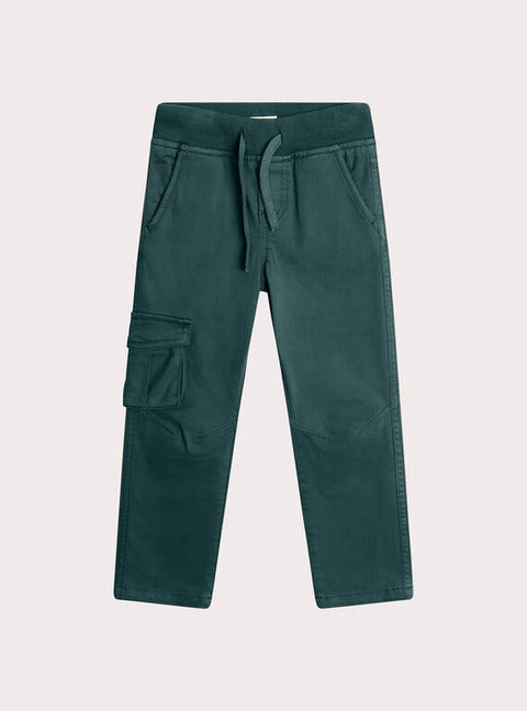 Green Cotton Twill Cargo Pants