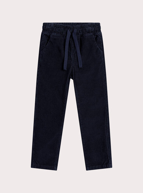 Navy Elasticated Waistband Corduroy Trousers