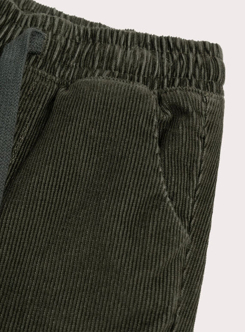Green Elasticated Waist Corduroy Trousers