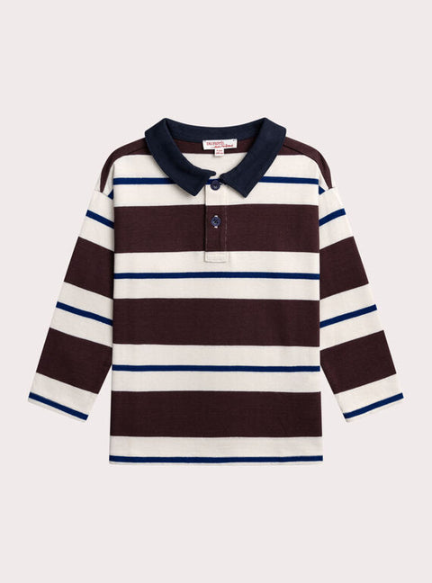 Burgundy Stripe Cotton Polo Shirt