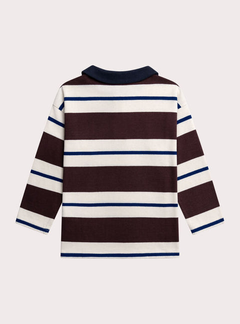 Burgundy Stripe Cotton Polo Shirt