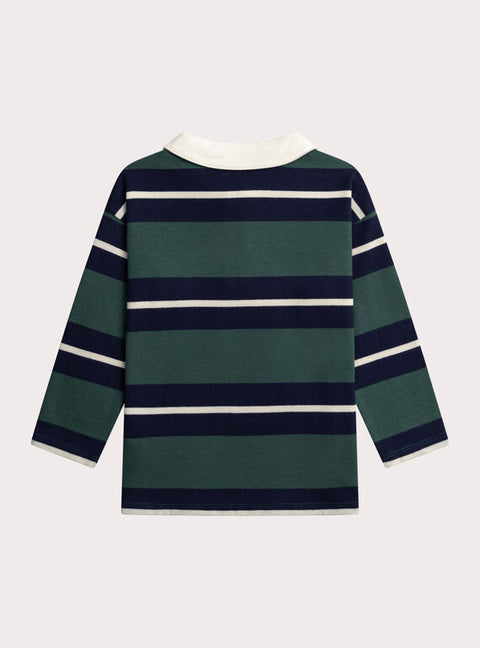 Green Stripe Cotton Polo Shirt