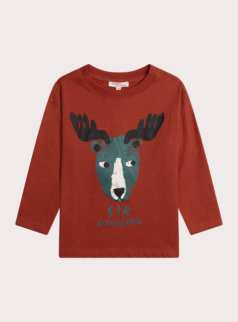 Orange Deer Animation Cotton T-shirt