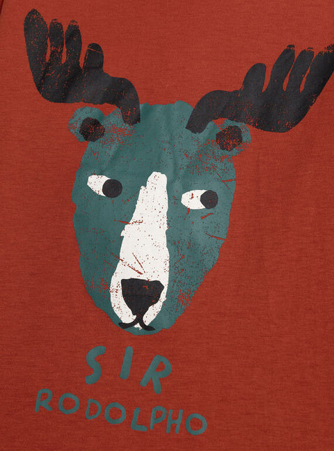 Orange Deer Animation Cotton T-shirt
