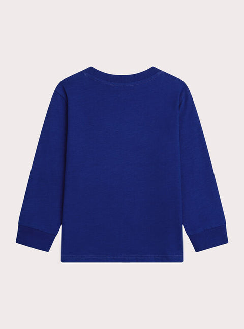 Blue Long Sleeve Cotton T-shirt