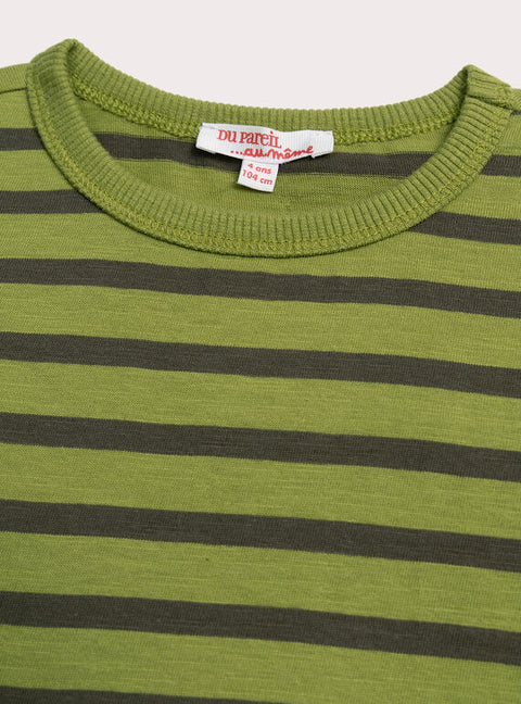 Green Stripe Long Sleeve Cotton T-shirt