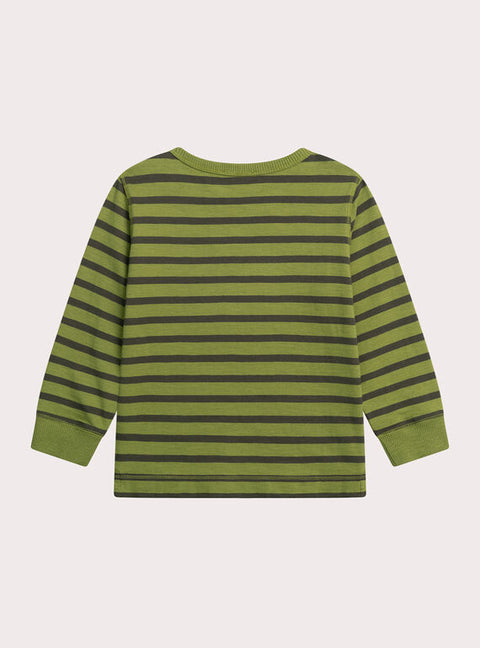 Green Stripe Long Sleeve Cotton T-shirt