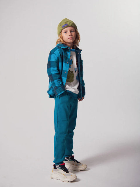 Blue Cotton Fleece Joggers