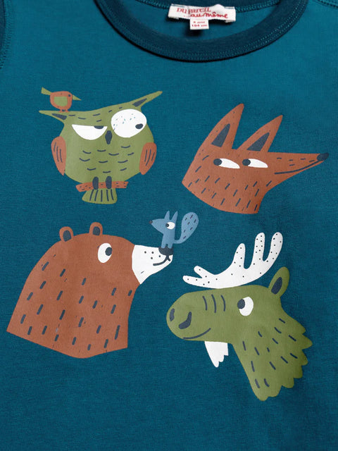 Blue Forest Animal Animation Cotton T-shirt