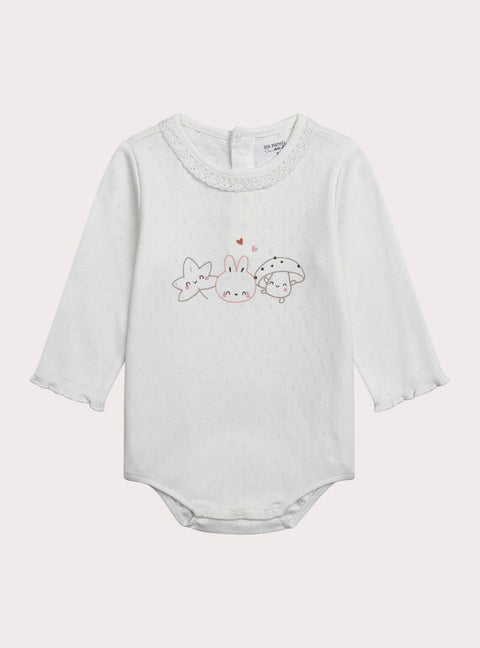 Newborn White Cotton Bodysuit