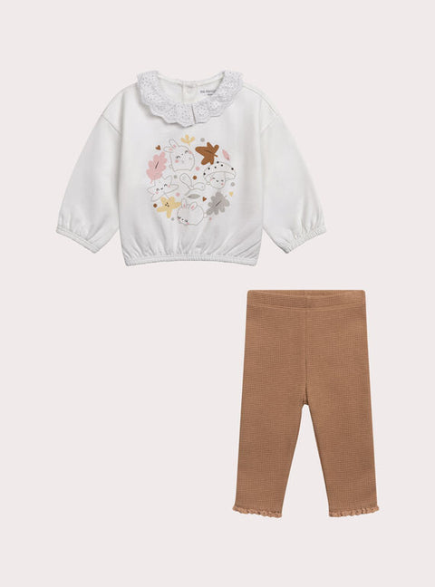 Printed Cotton Sweatshirt With Matching Leggings