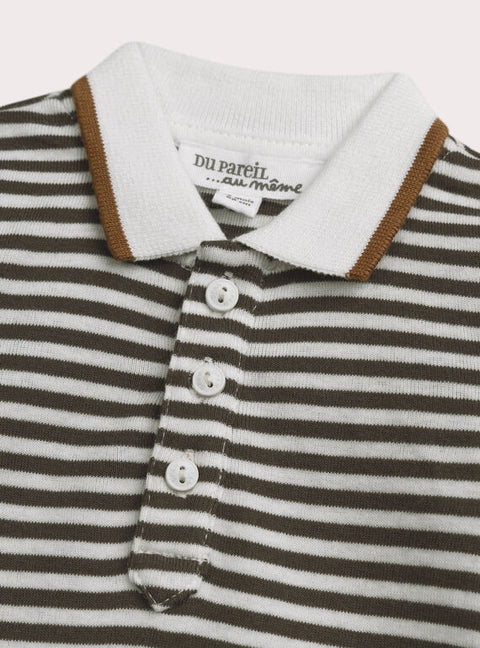 Newborn Striped Cotton Bodysuit With Dungarees