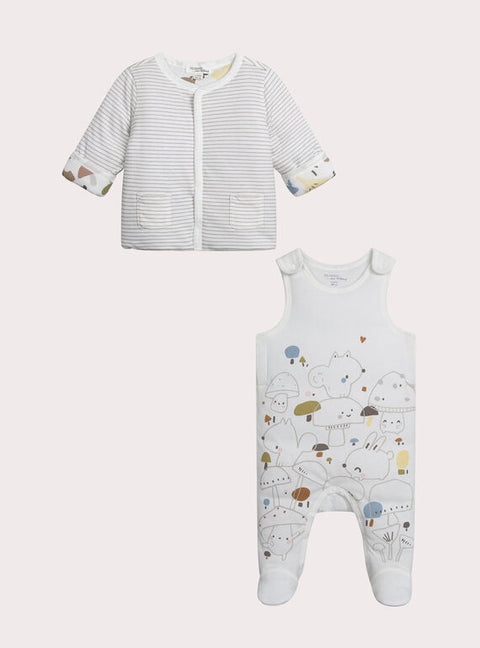 Reversible Newborn Jacket & Dungarees Set