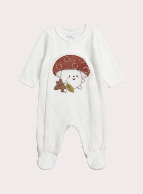 Newborn White Velour Sleepsuit