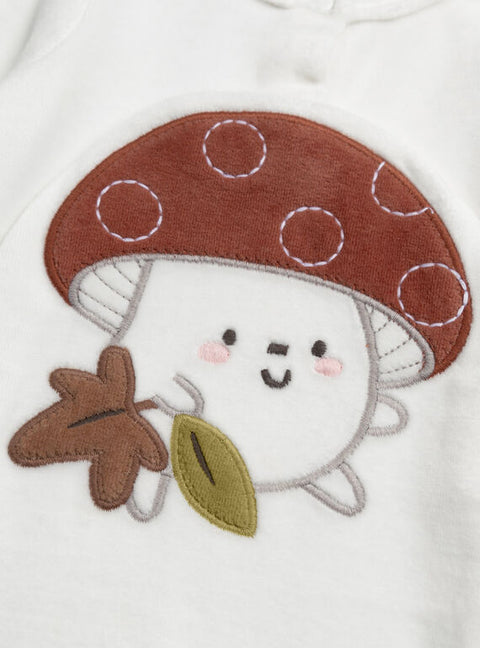 Newborn White Velour Sleepsuit