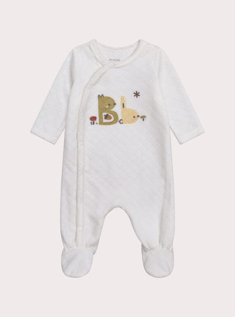White Cotton Velour Sleepsuit
