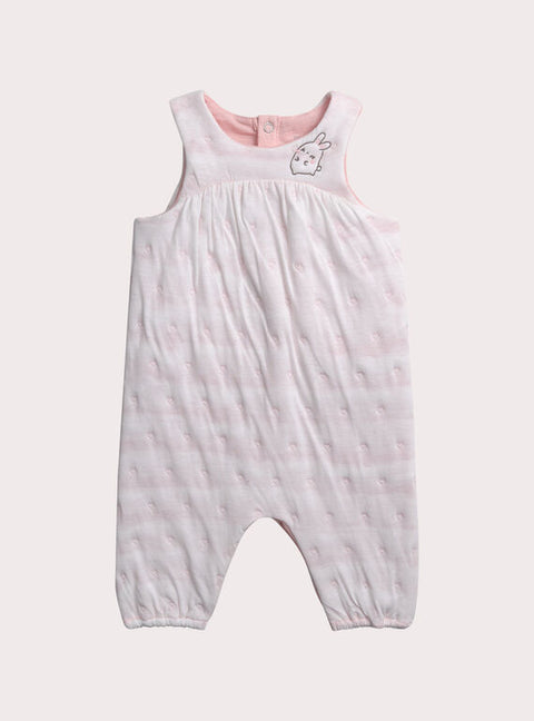 Newborn White Lined Cotton Dungarees