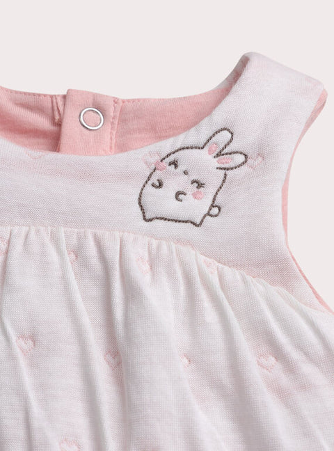 Newborn White Lined Cotton Dungarees