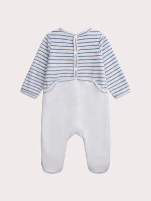 White Newborn Velour Sleepsuit With Fox Animation