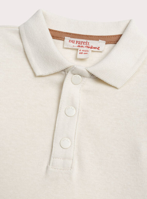 Off White Cotton Bodysuit With Collar