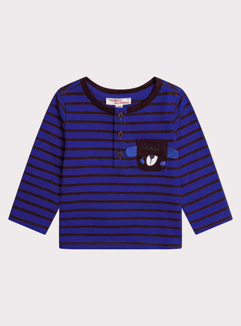 Blue & Burgundy Stripe Cotton T-shirt