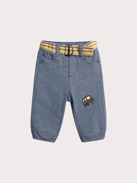 Belted Striped Cotton Trousers