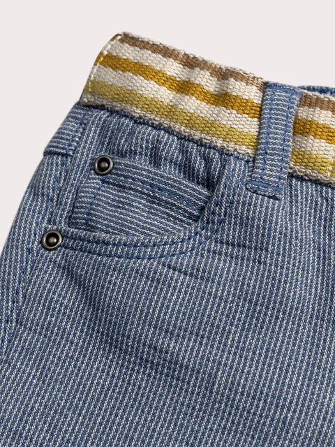 Belted Striped Cotton Trousers