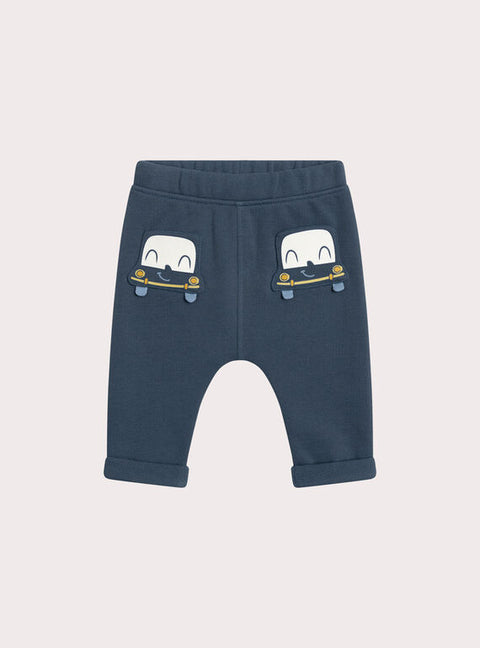 Blue Cotton Pique Trousers