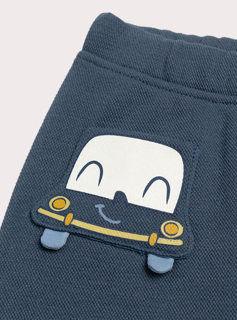 Blue Cotton Pique Trousers