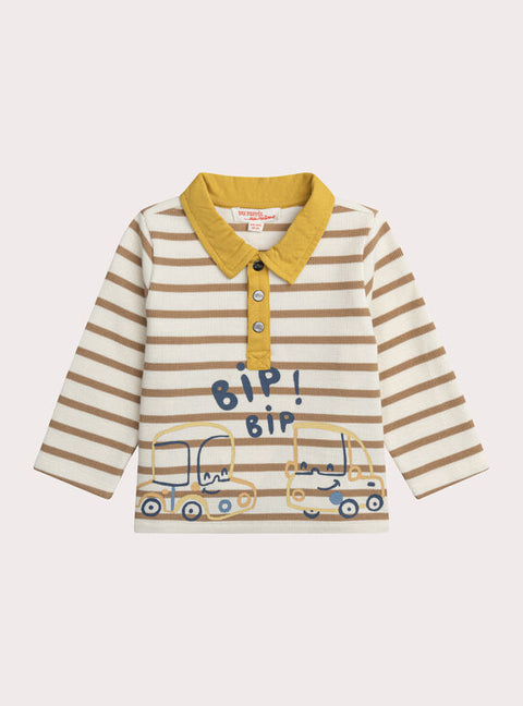 Yellow Stripe Cotton Polo Shirt