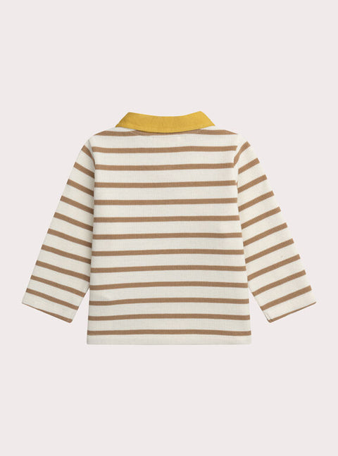 Yellow Stripe Cotton Polo Shirt
