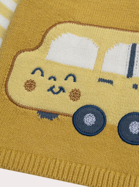 Yellow Stripe Car Animation Cotton Rich Jumper