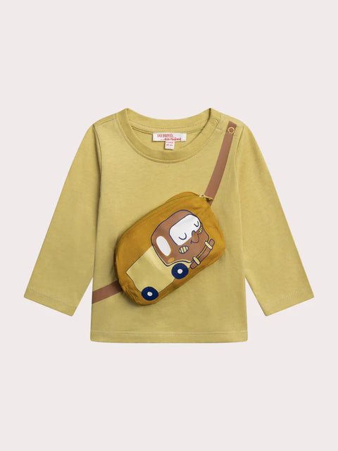 Yellow Cotton T-shirt With Banana Pocket