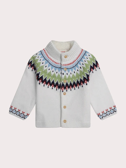 Lined Cream Jacquard Cardigan