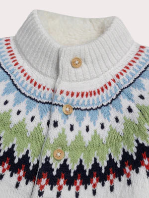 Lined Cream Jacquard Cardigan