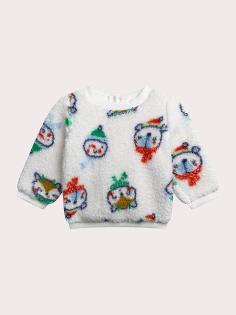Cream Christmas Print Sweatshirt