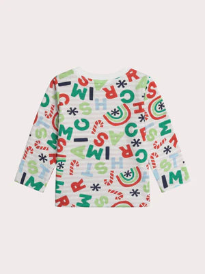 Reversible Cream Stripe Cotton Christmas T-shirt