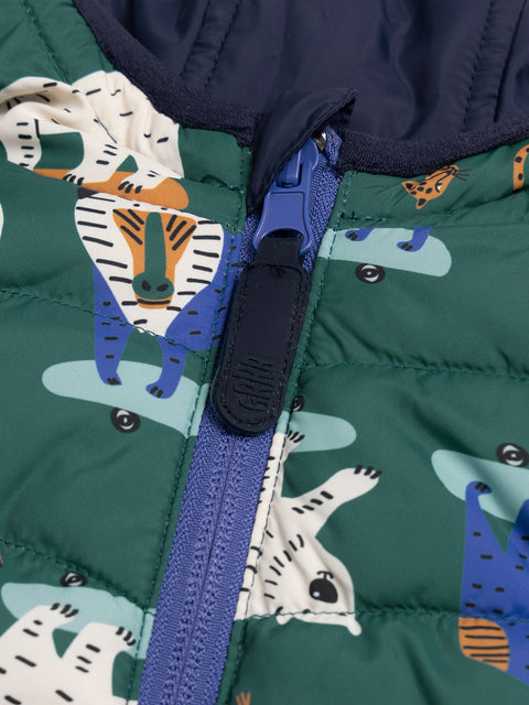 Reversible Green Jungle Animal Print Sleeveless Jacket
