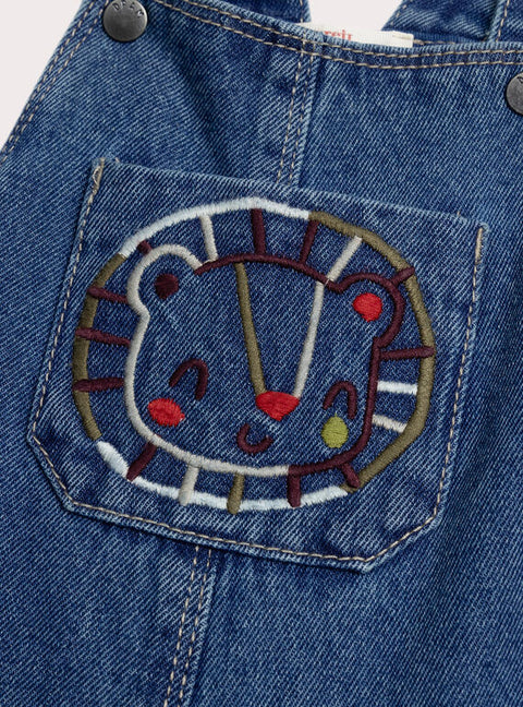 Jersey Lined Blue Denim Dungarees