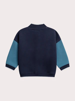 Blue Fleece Lined Baseball Style Jacket