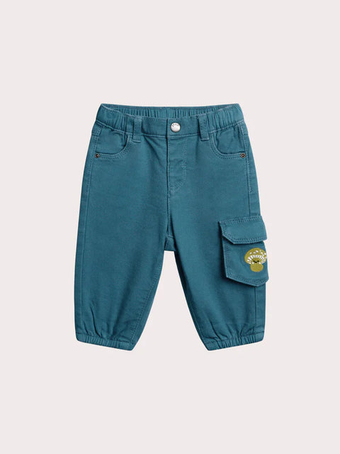 Turquoise Cotton Canvas Trousers